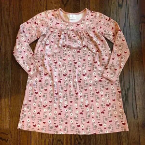 Hanna Andersson Girls 140cm (9-10Y) Dusty Pink Long-Sleeve Dress-Mushroom/Snail